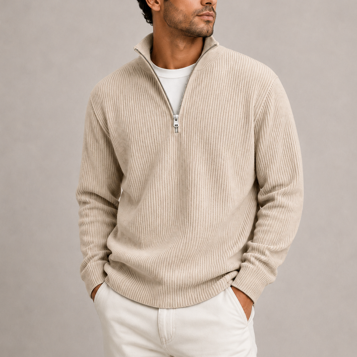 Men’s Ribbed Quarter-Zip Sweater | Smart Casual Knit Sweater