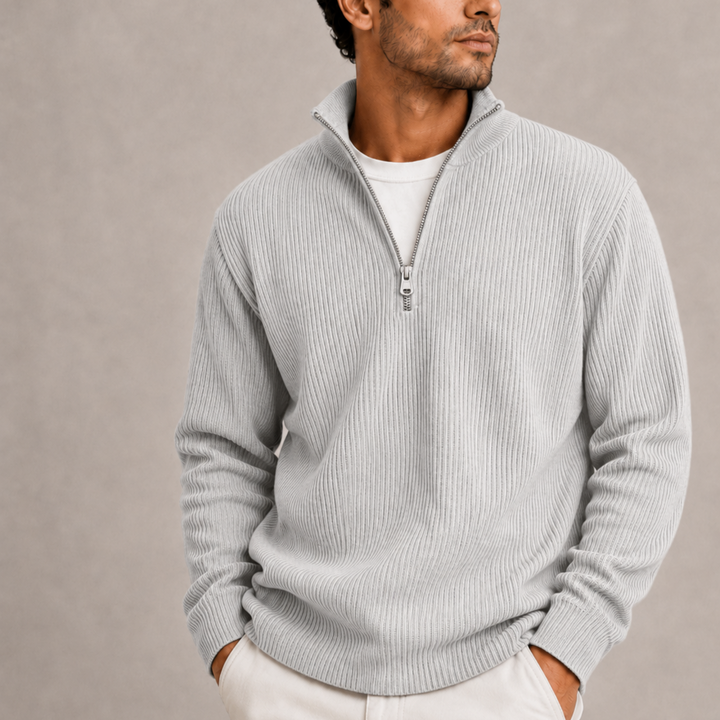 Men’s Ribbed Quarter-Zip Sweater | Smart Casual Knit Sweater