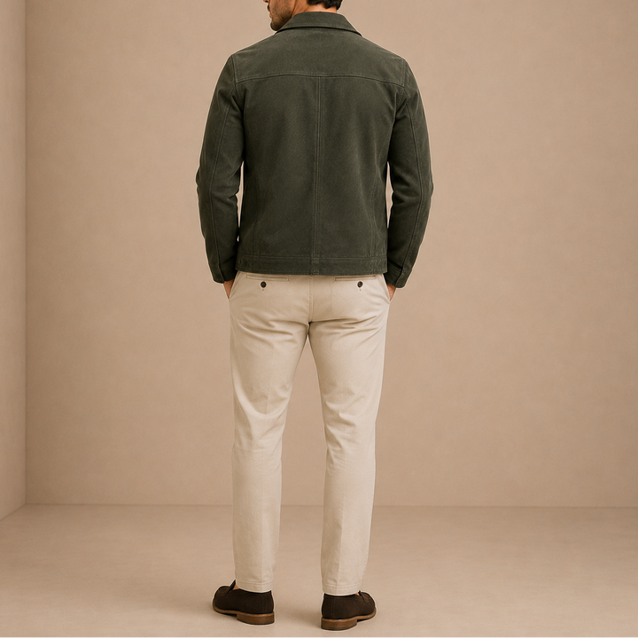 Men’s Suede Jacket – Vintage Zip-Up Casual Style