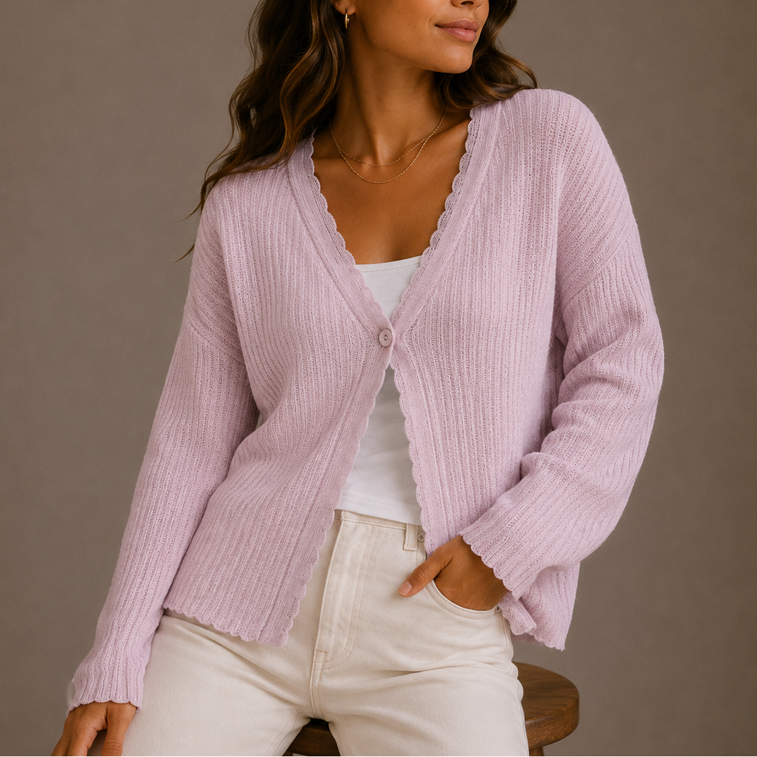 Women’s Knit Cardigan – V-Neck Lightweight Button-Up Style