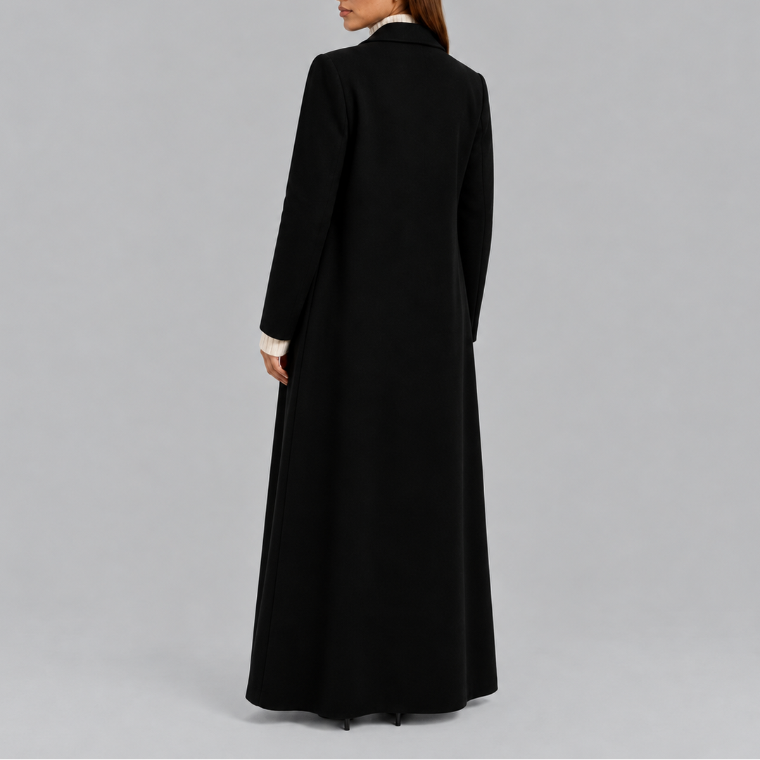 Women’s Longline Double-Breasted Coat Warm Winter Overcoat