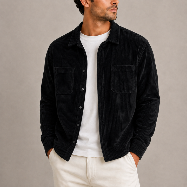 Men’s Corduroy Overshirt Jacket – Long Sleeve Button-Up