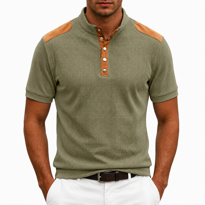 Men's Contrast Panel Henley Shirt