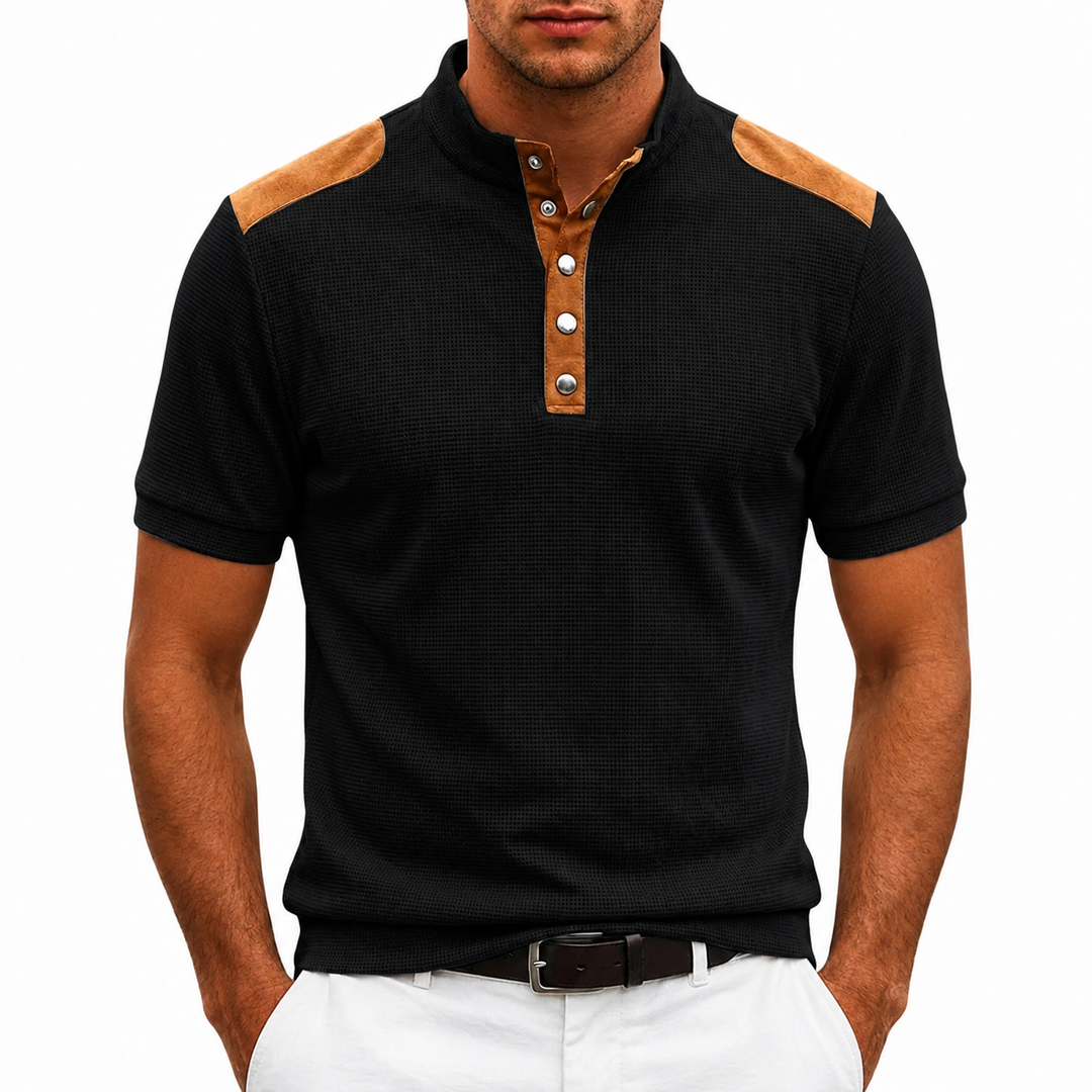 Men's Contrast Panel Henley Shirt