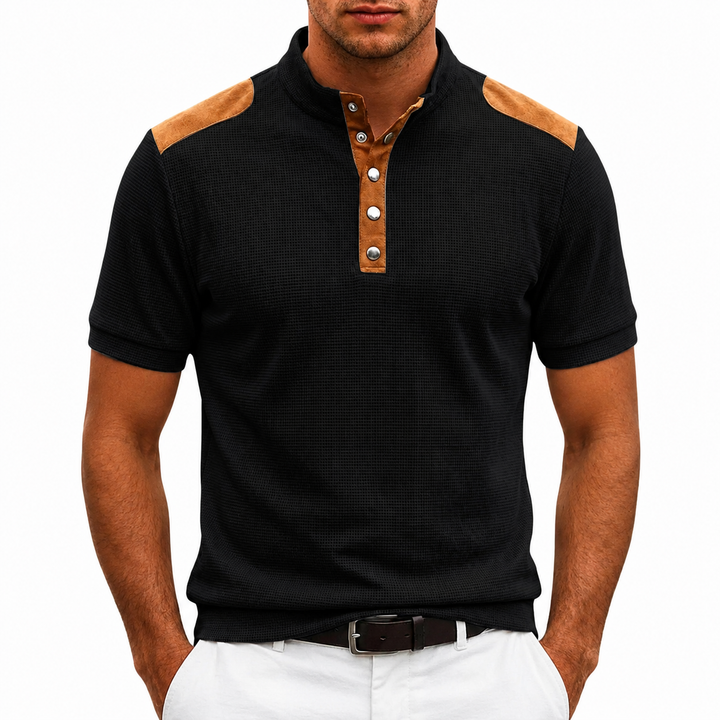 Men's Contrast Panel Henley Shirt
