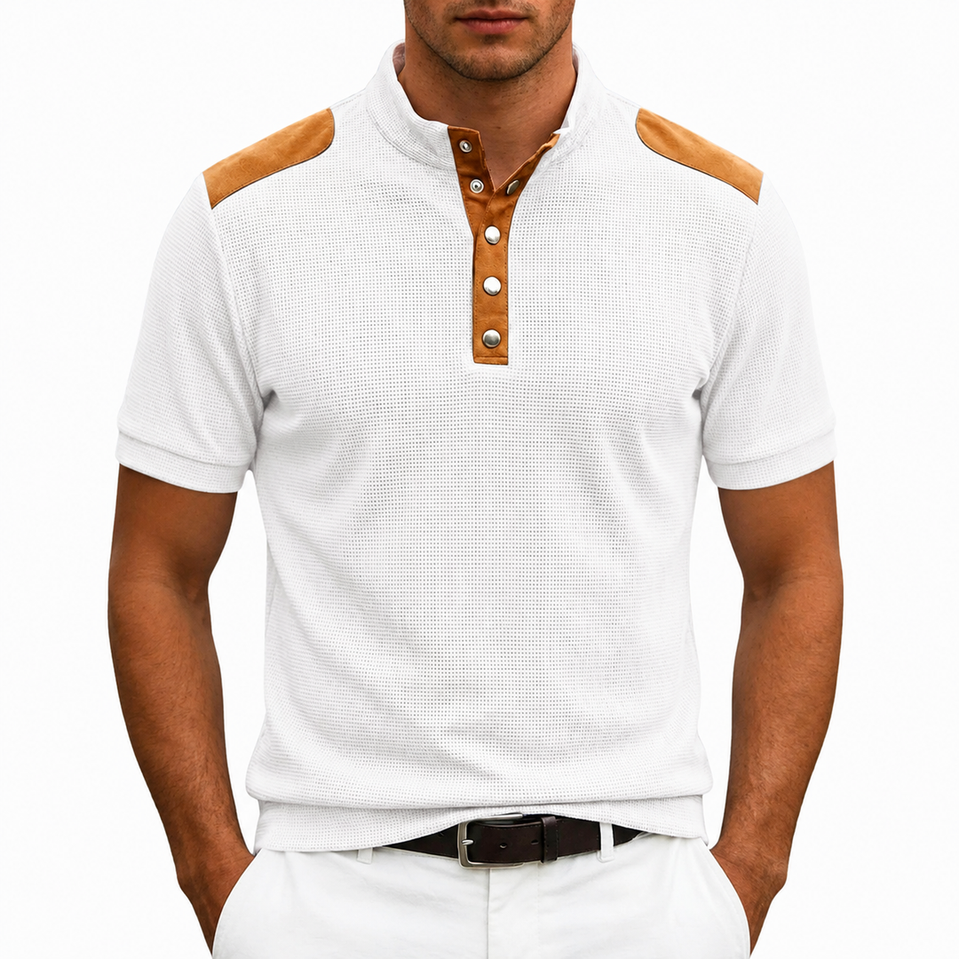 Men's Contrast Panel Henley Shirt