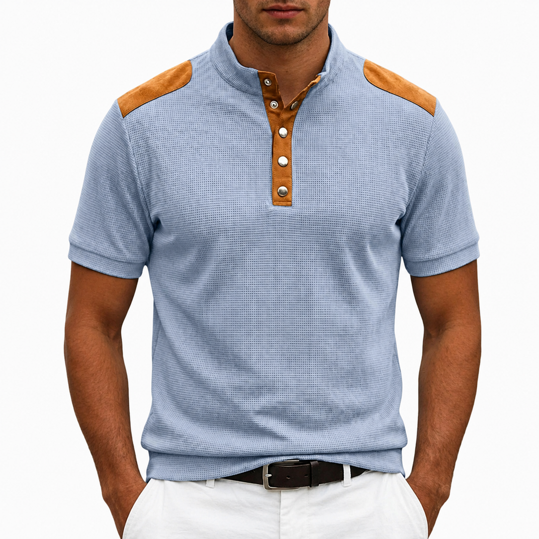 Men's Contrast Panel Henley Shirt