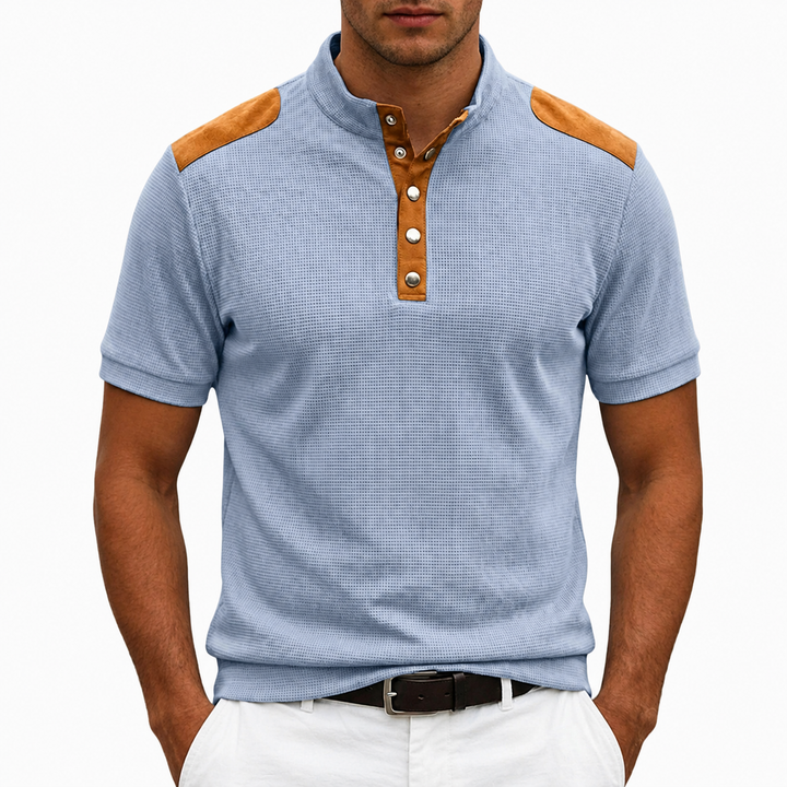 Men's Contrast Panel Henley Shirt