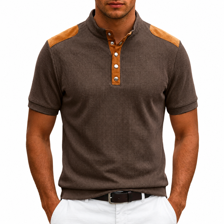 Men's Contrast Panel Henley Shirt
