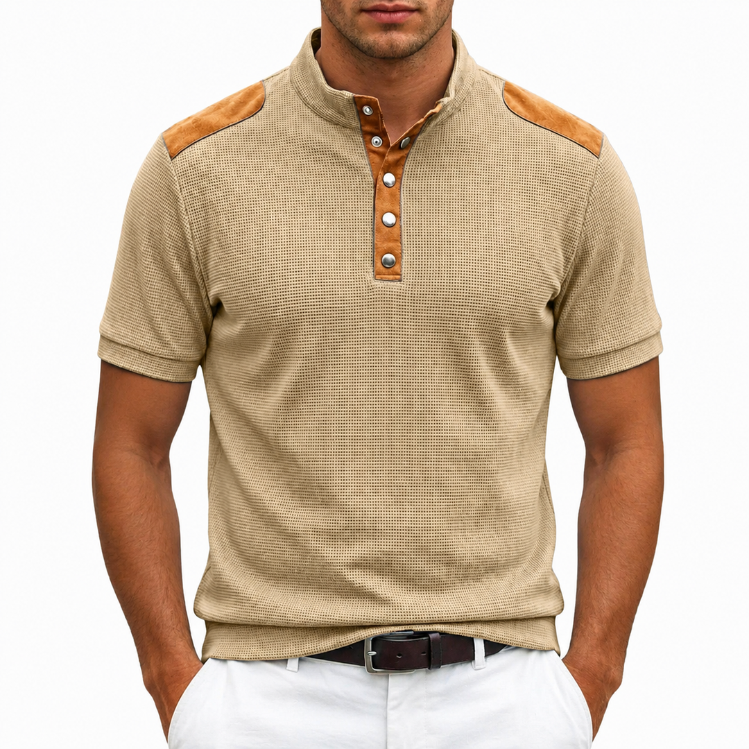 Men's Contrast Panel Henley Shirt
