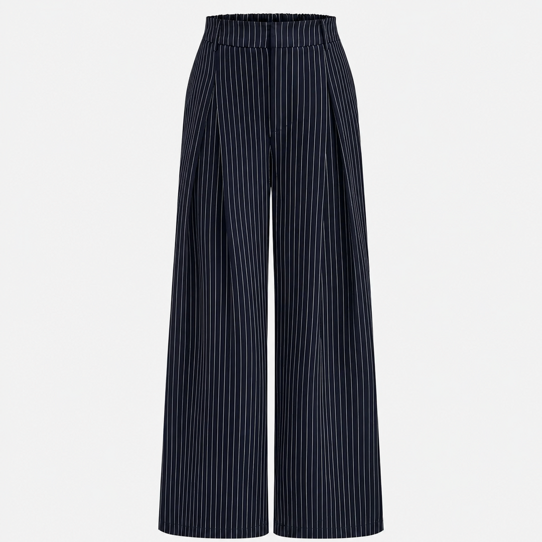 Women's Pinstripe Co Ord Set Wrap Top Wide Leg Pants