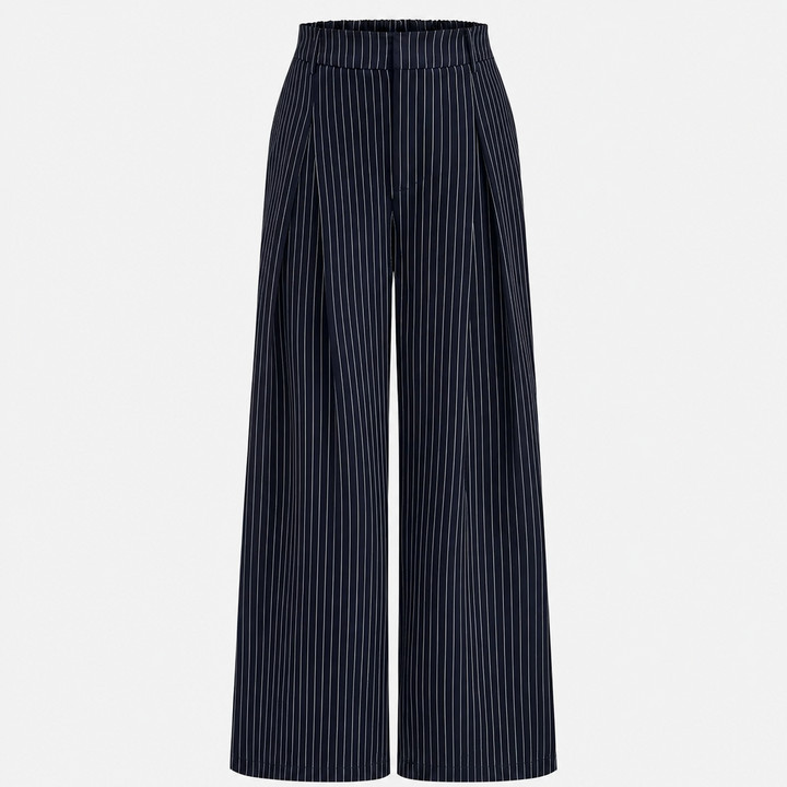 Women's Pinstripe Co Ord Set Wrap Top Wide Leg Pants