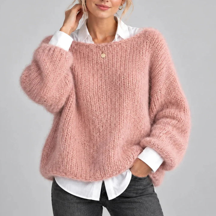 Women’s Oversized Chunky Knit Sweater with Balloon Sleeves