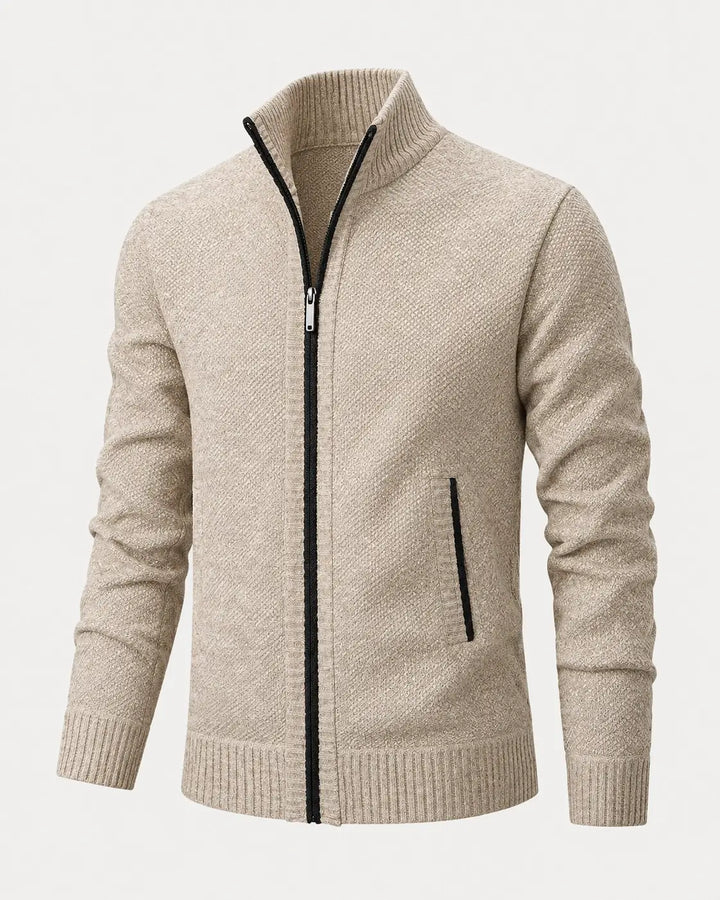 Men's Textured Knit Zip Jacket