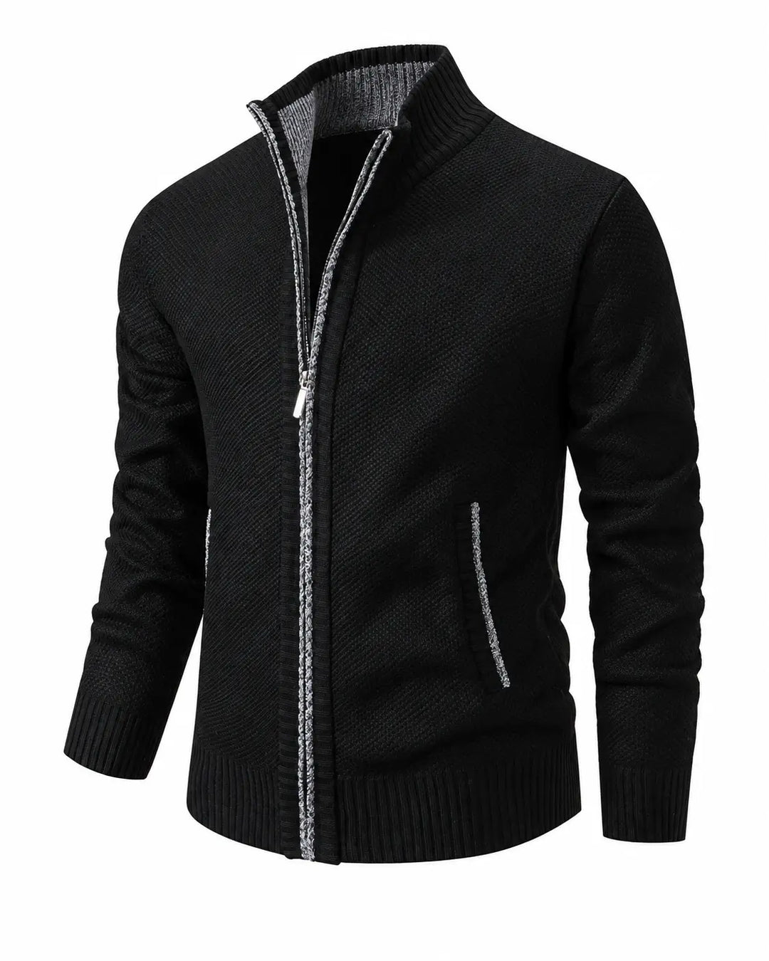 Men's Textured Knit Zip Jacket