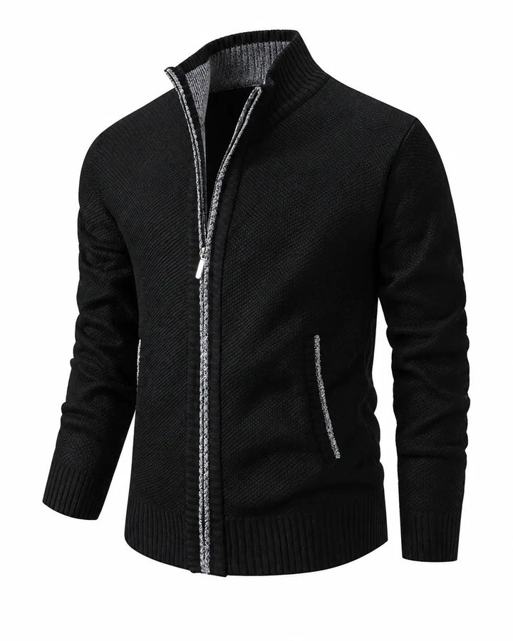 Men's Textured Knit Zip Jacket