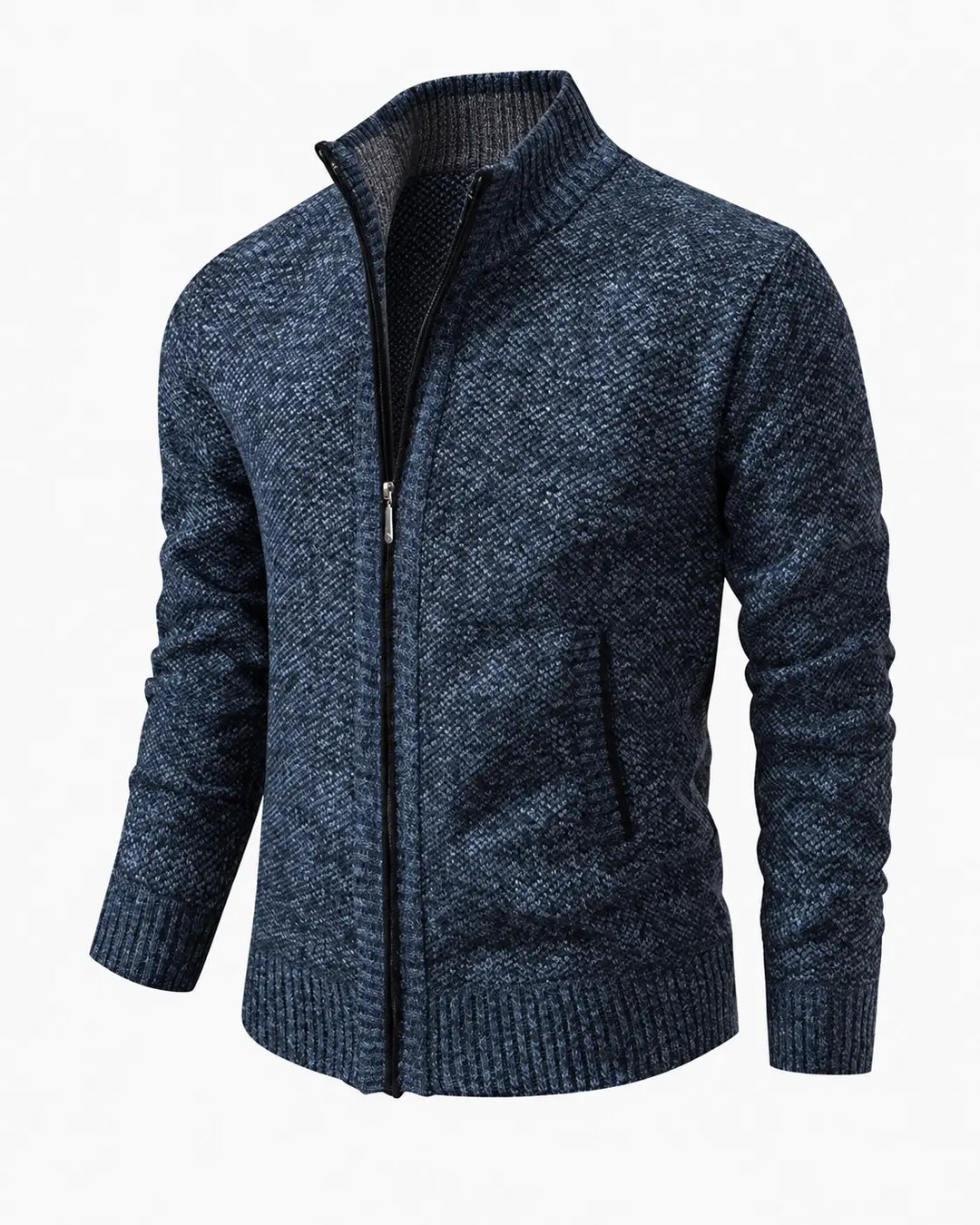 Men's Textured Knit Zip Jacket