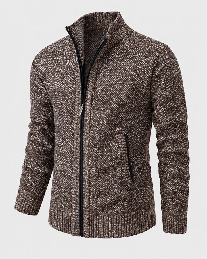 Men's Textured Knit Zip Jacket
