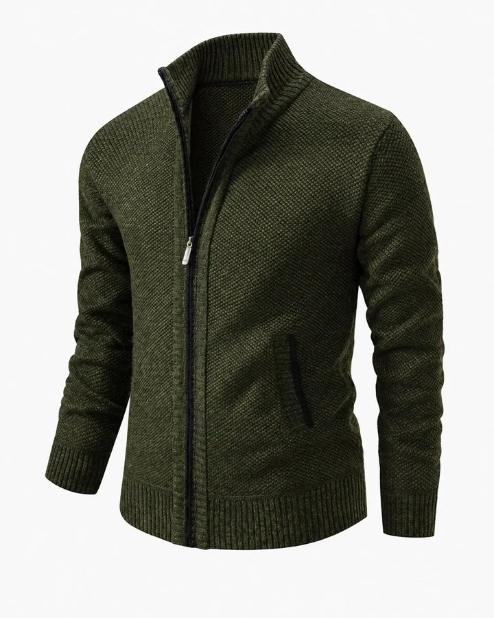 Men's Textured Knit Zip Jacket