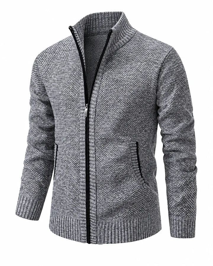 Men's Textured Knit Zip Jacket