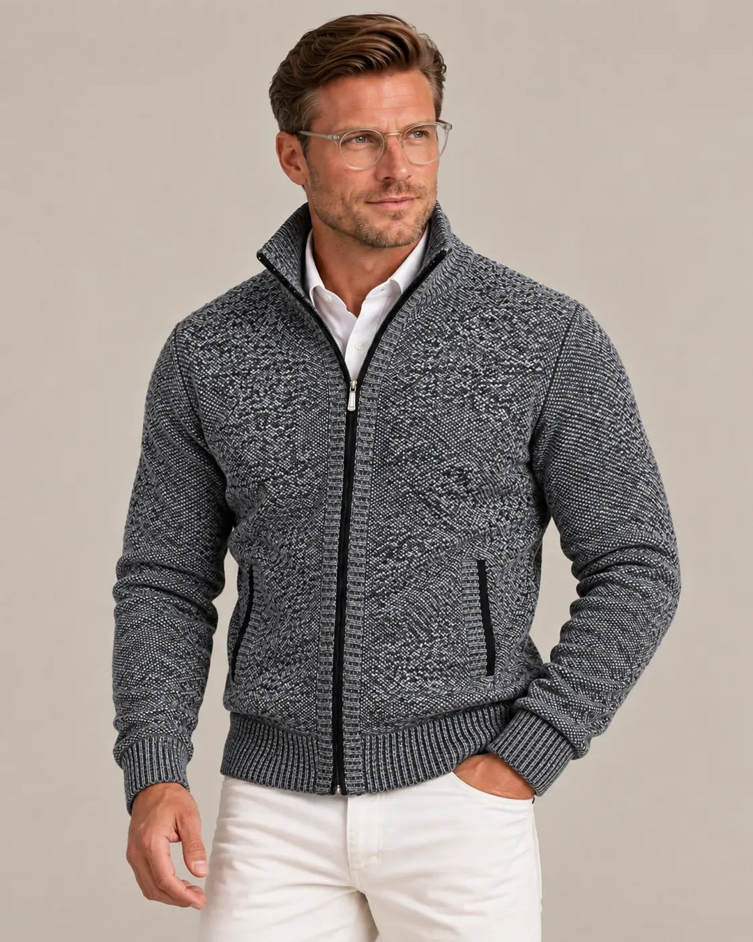Men's Knit Zip Collar Sweater