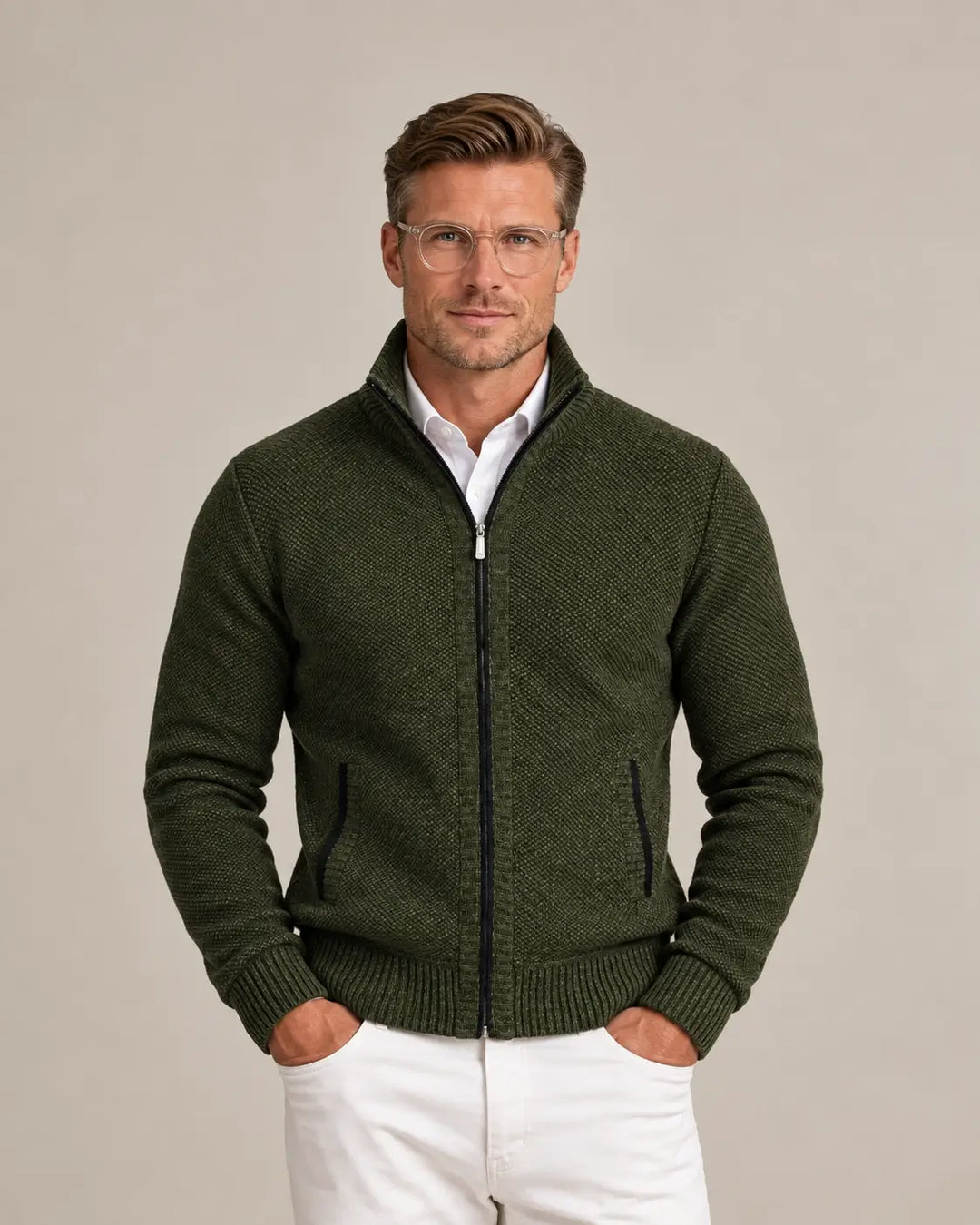 Men's Knit Zip Collar Sweater