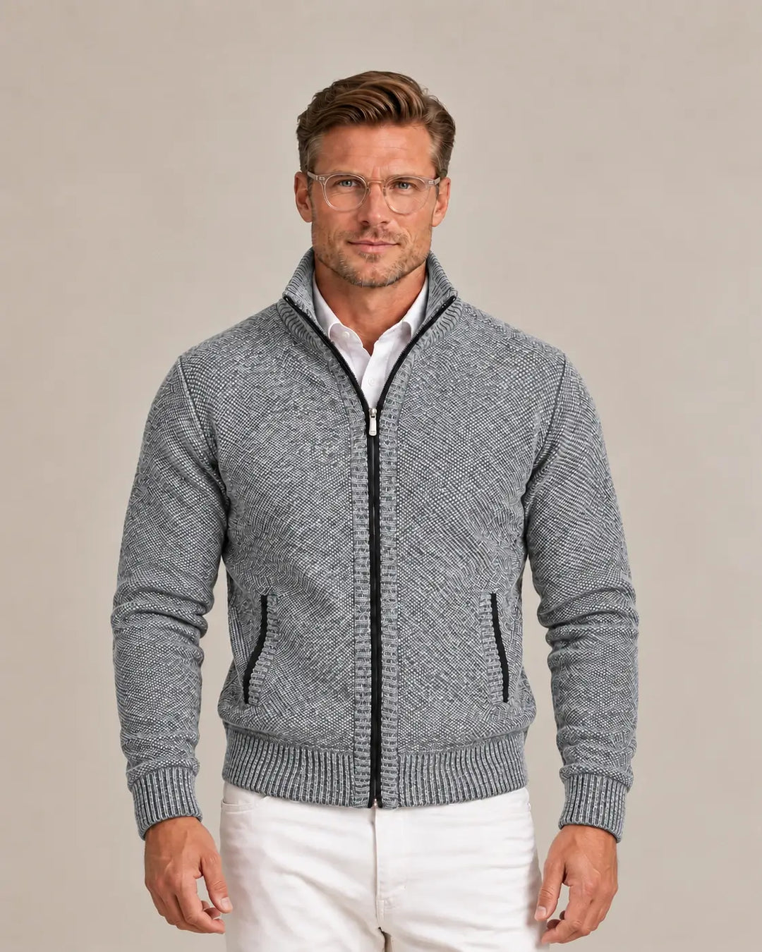 Men's Knit Zip Collar Sweater