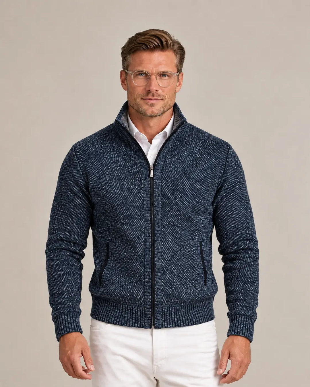 Men's Knit Zip Collar Sweater