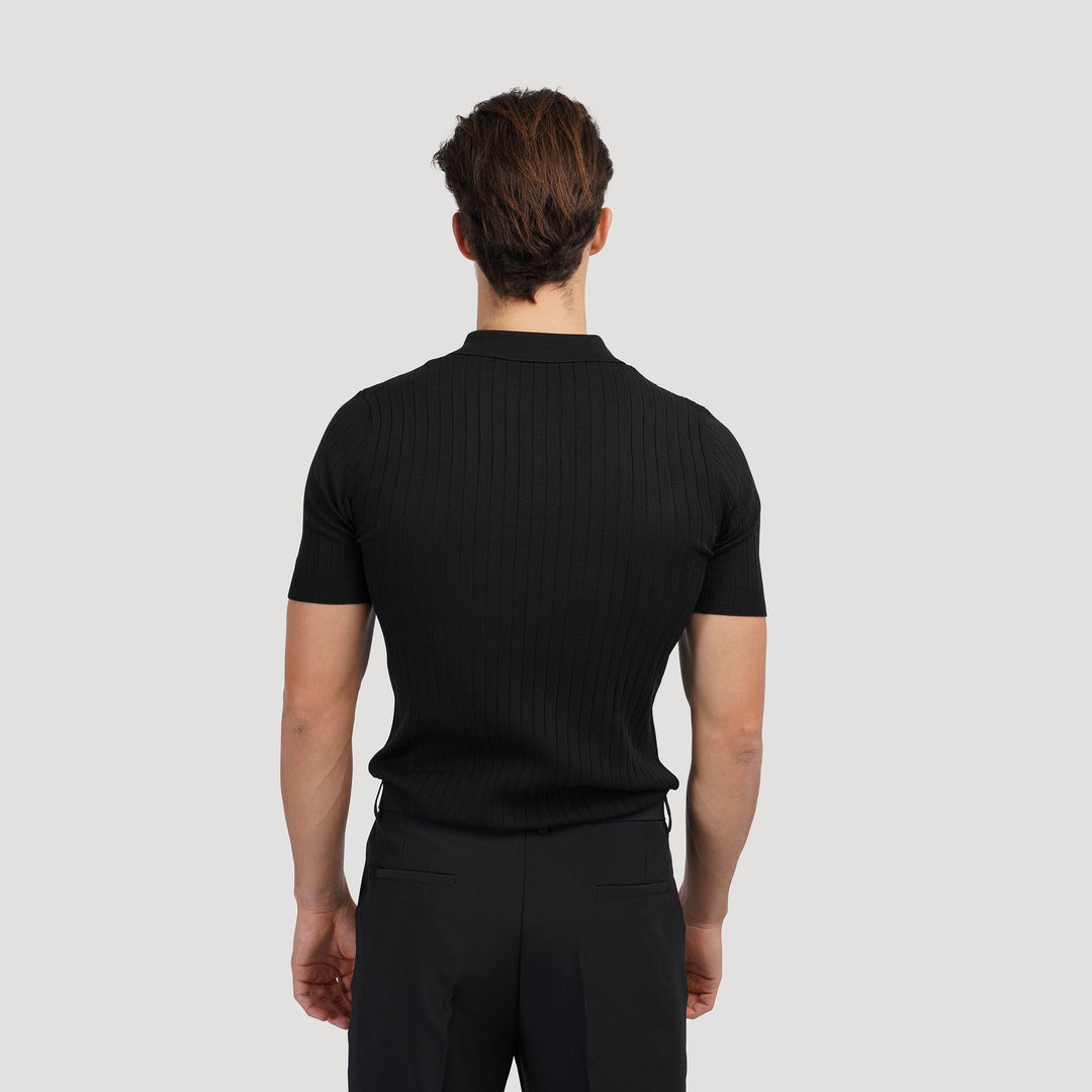 Men's Textured Cotton Polo Shirt