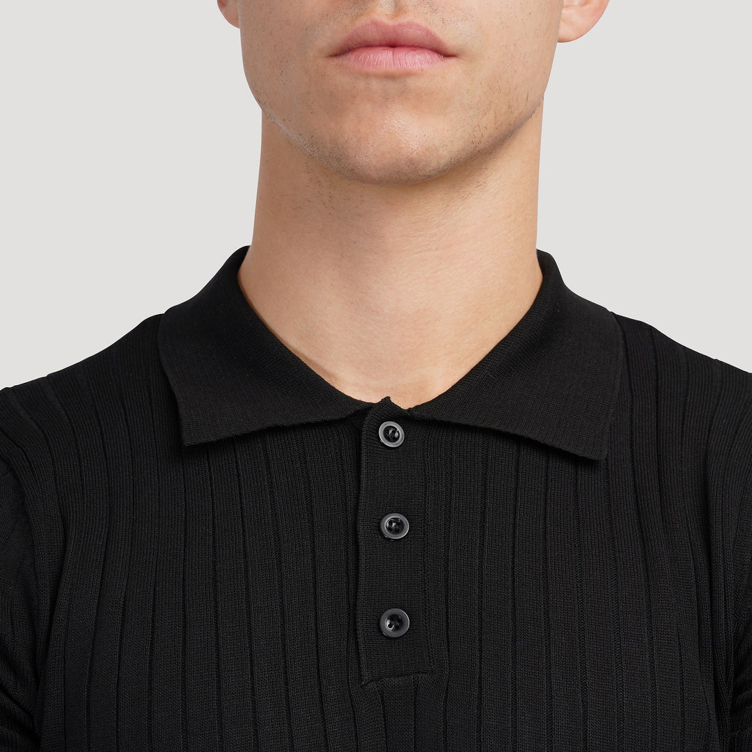 Men's Textured Cotton Polo Shirt