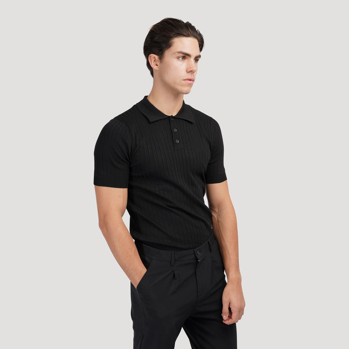 Men's Textured Cotton Polo Shirt