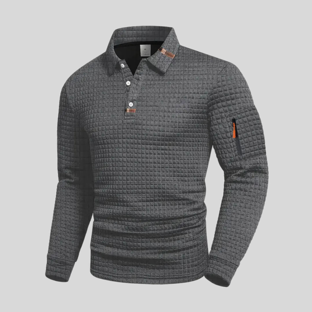 Long Sleeve Textured Polo
