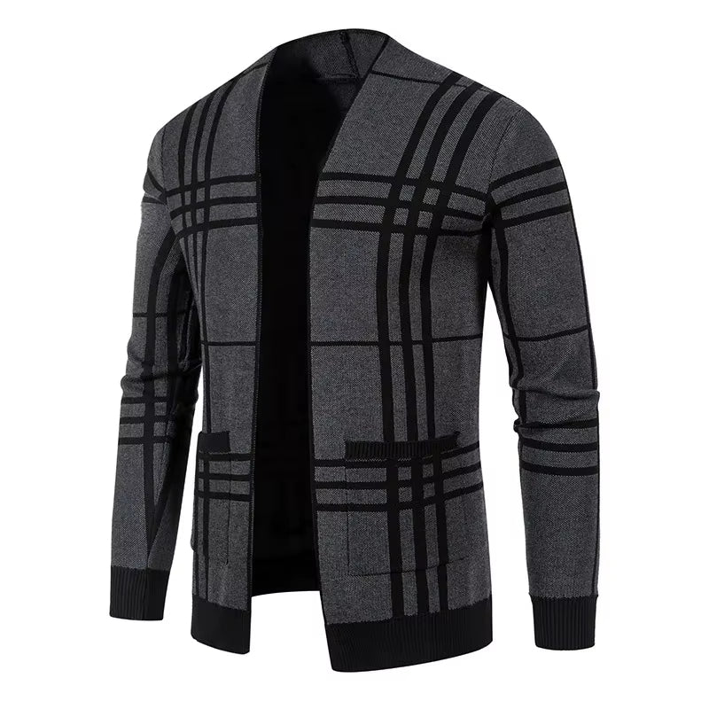 Men's Checkered Knit Cardigan