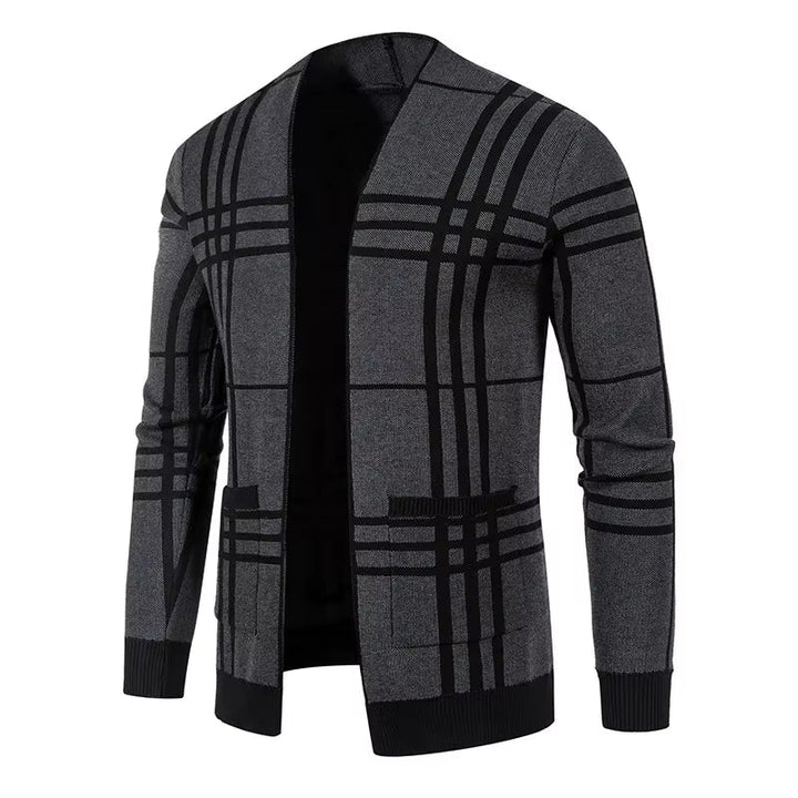 Men's Checkered Knit Cardigan