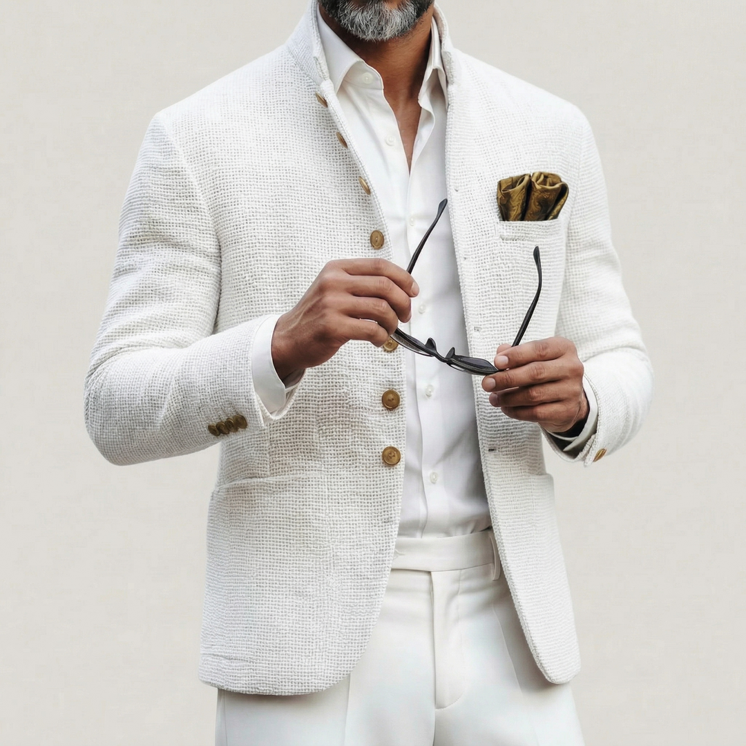 Men's Textured Stand Collar Jacket