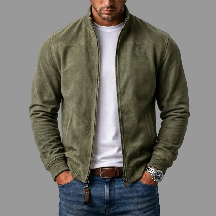 Men's Suede Ribbed Bomber Jacket