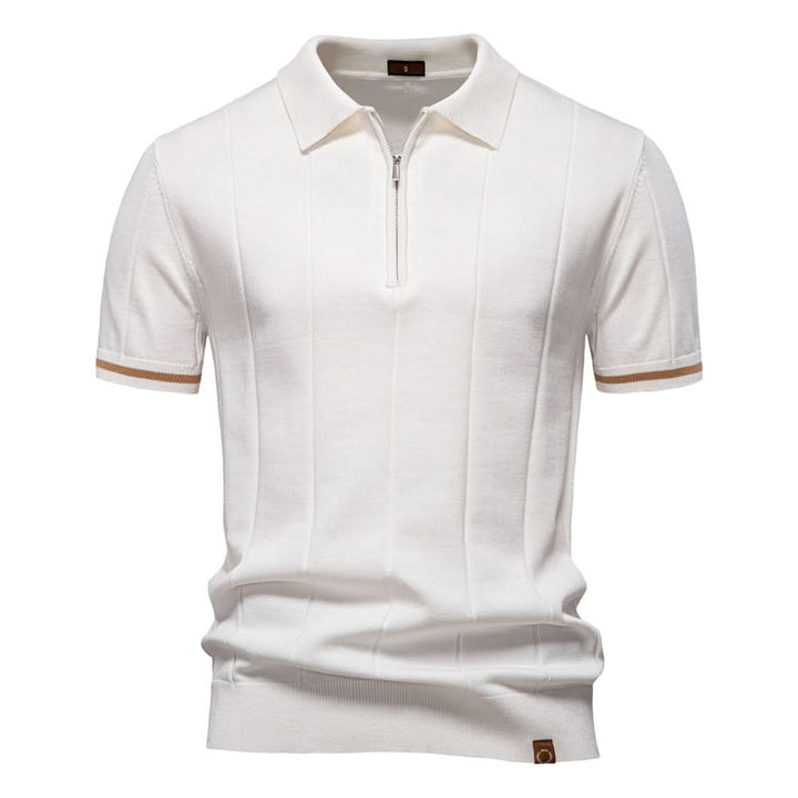 Men's Textured Zip Polo Shirt