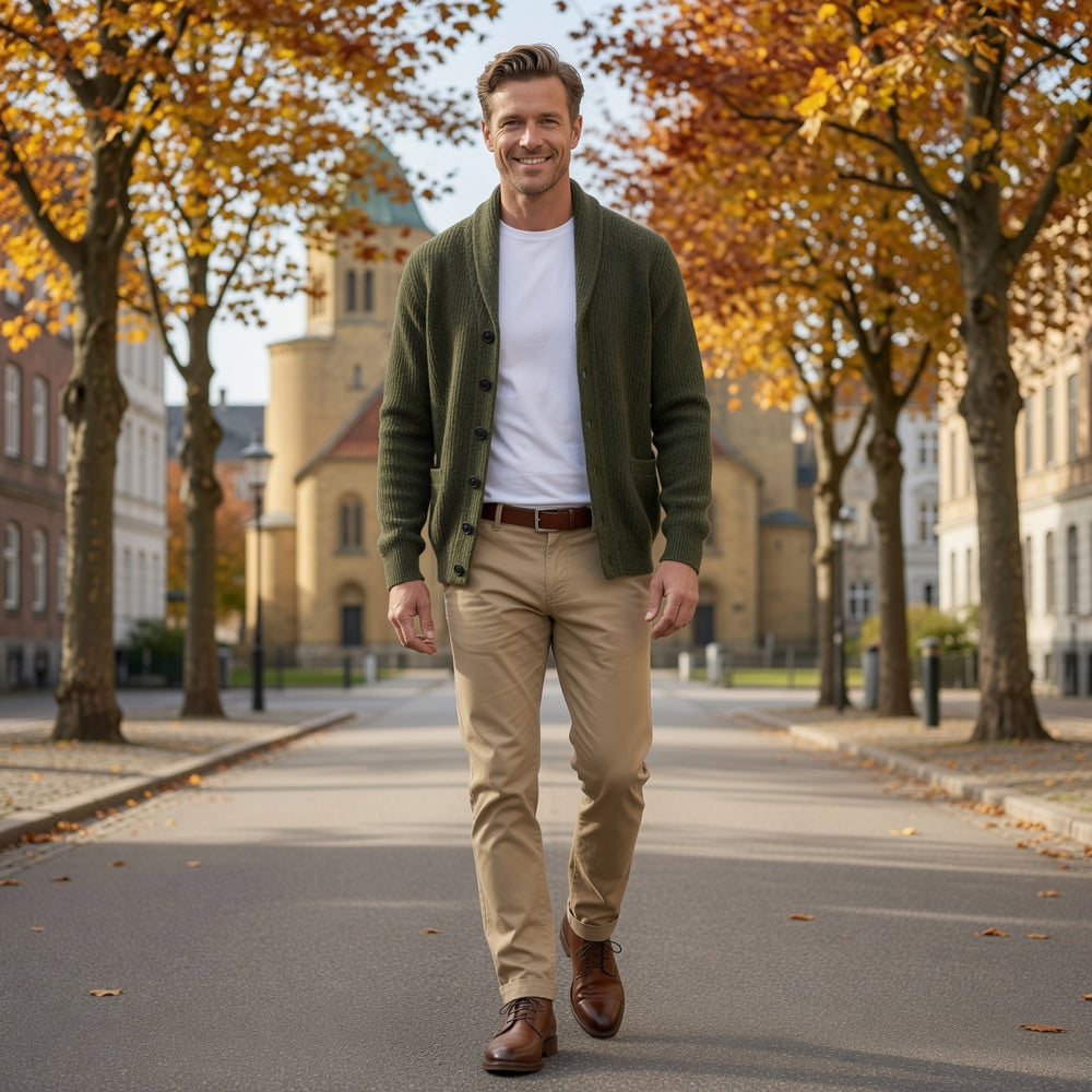 Men's Ribbed Shawl Collar Cardigan