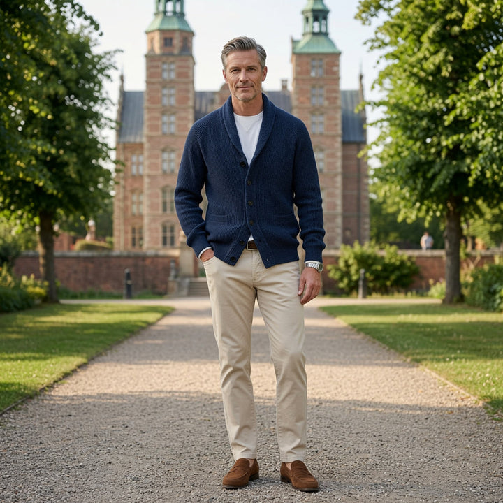 Men's Ribbed Shawl Collar Cardigan