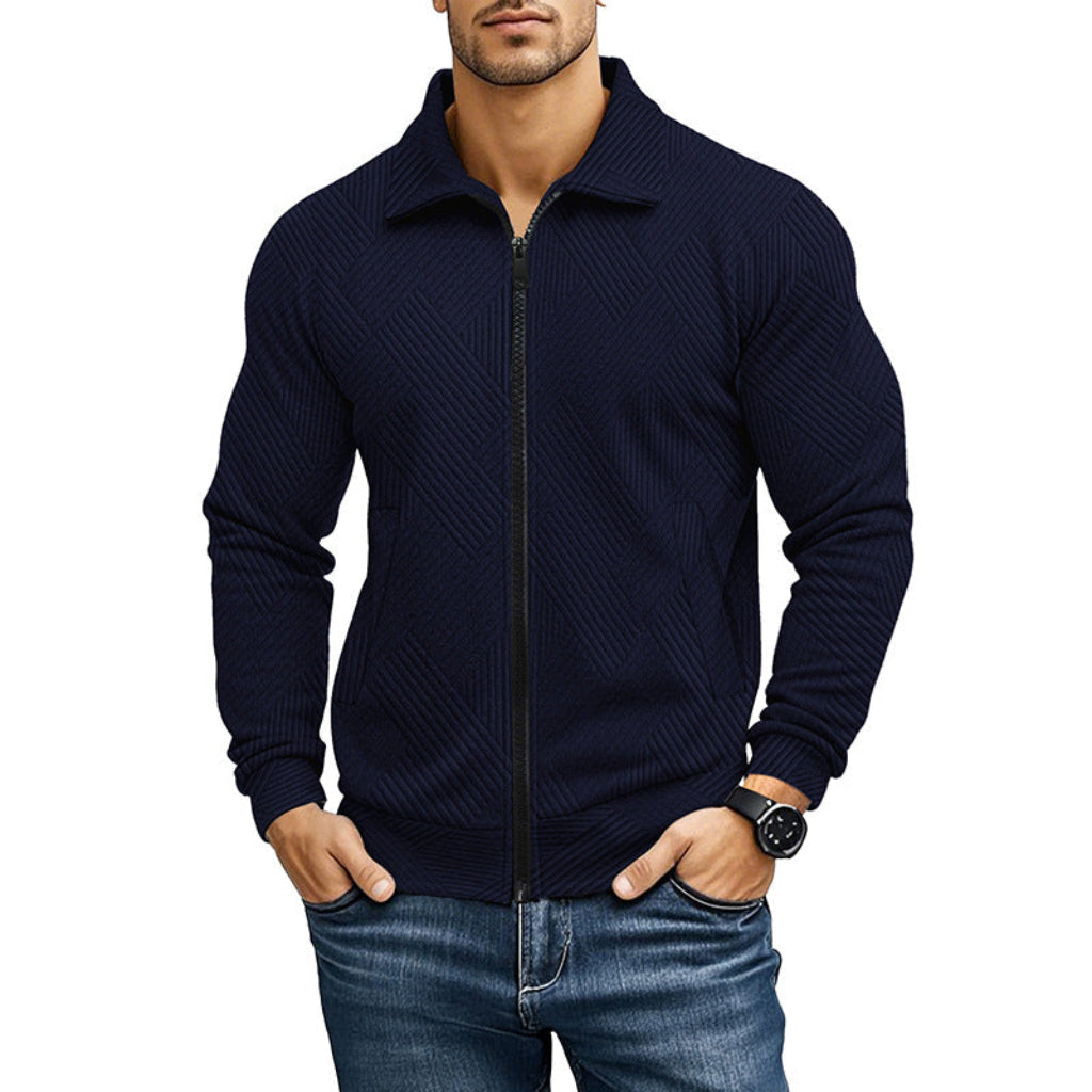 Men's Ribbed Full Zip Cardigan