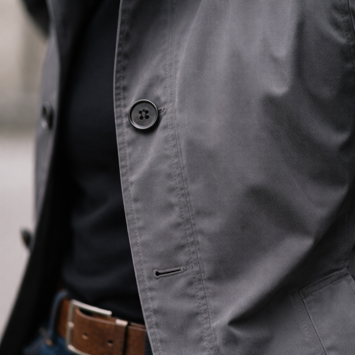 Callum | Men's Single Breasted Cotton Mac Coat with Notch Collar