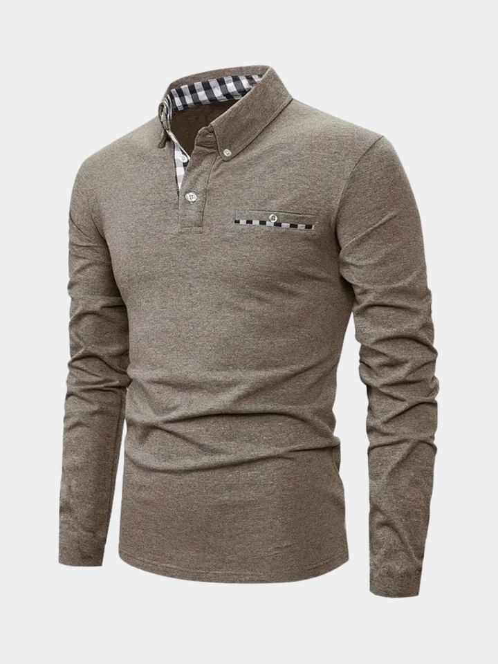 Men's Geometric Grid Polo Shirt