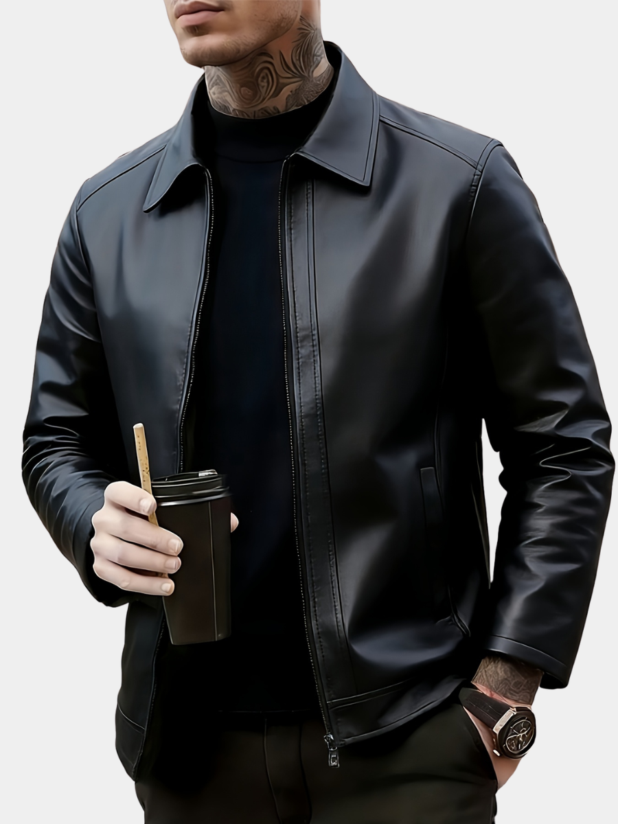 Men's PU Zip Bomber Jacket