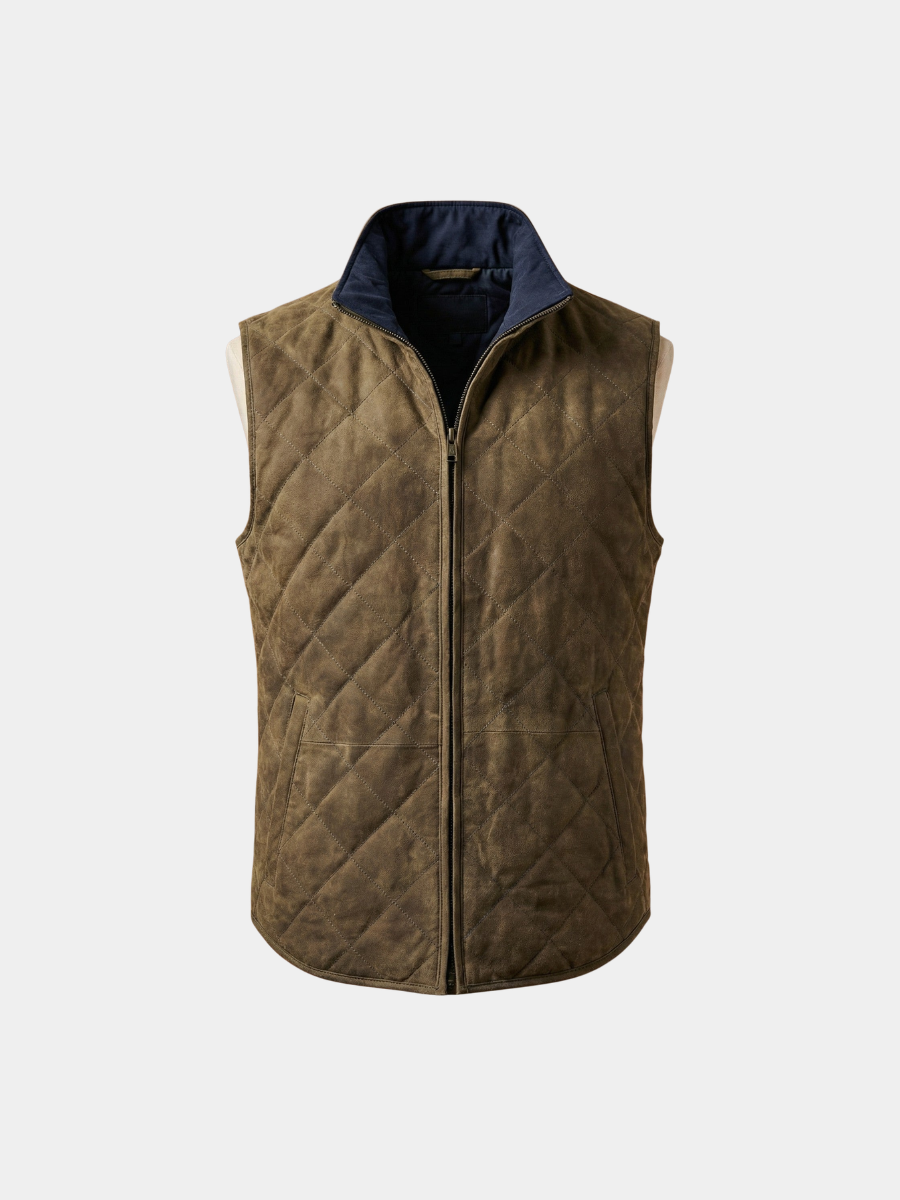 Men's Quilted Microsuede Vest