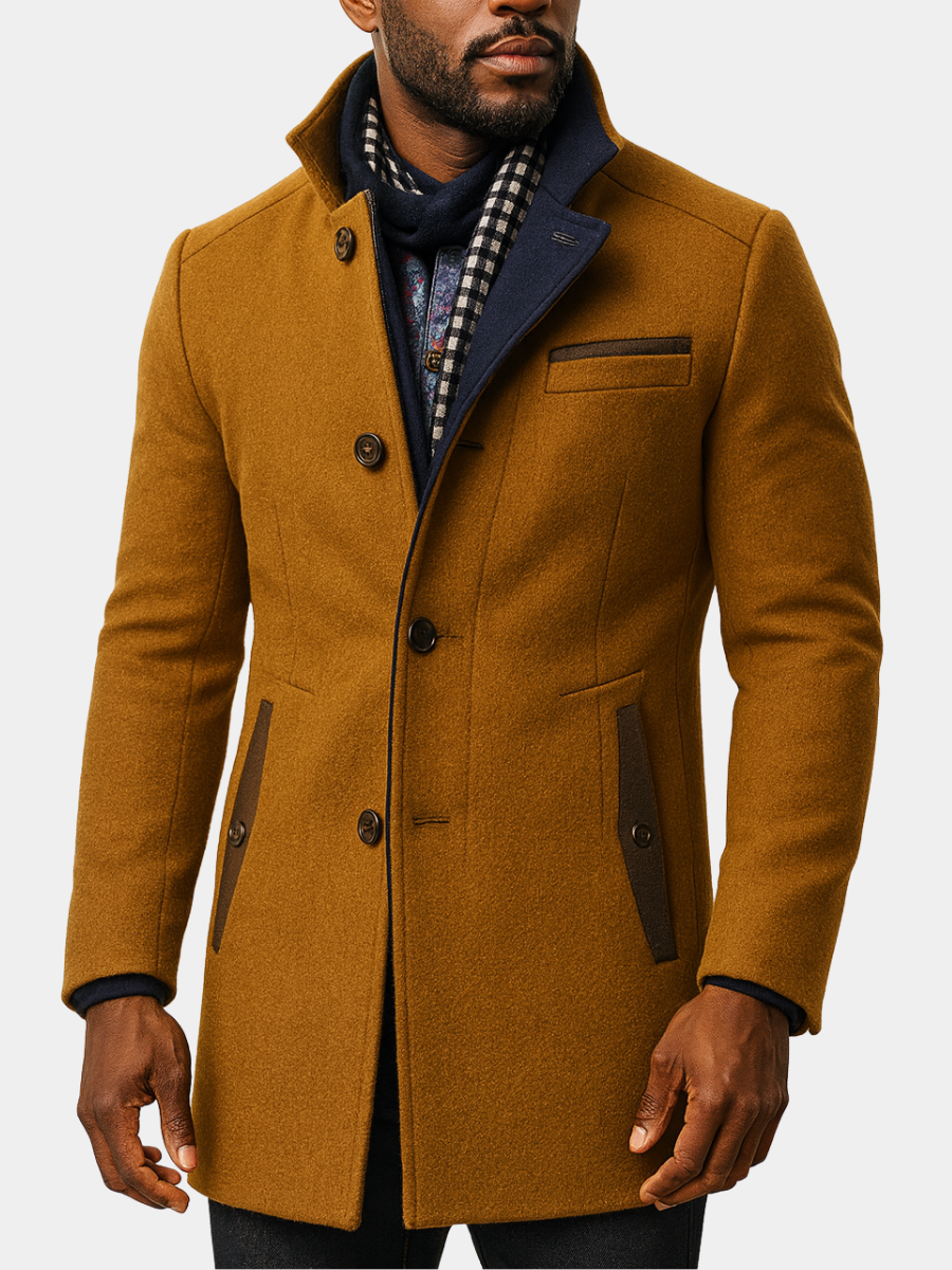 Men's Colorblock Wool Overcoat