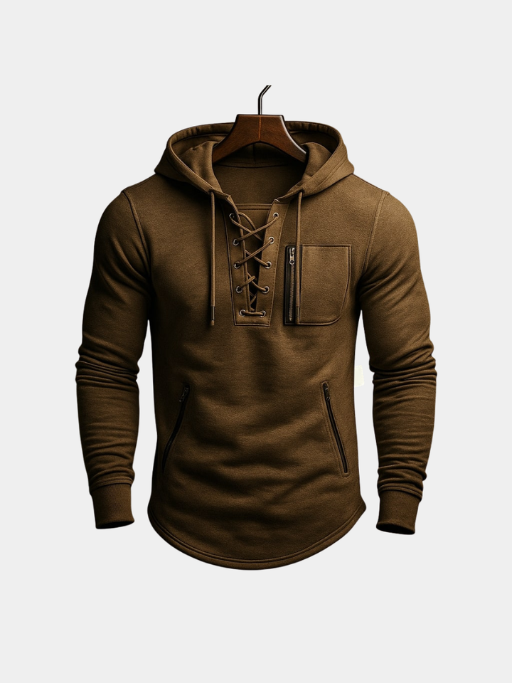 Men's Lace-Up Knit Hoodie