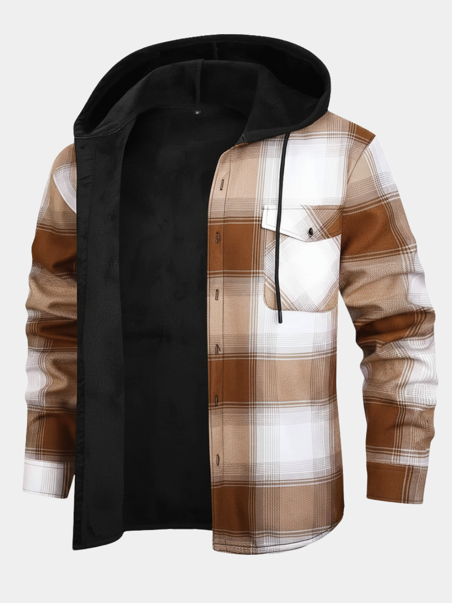 Men's Plaid Hooded Jacket
