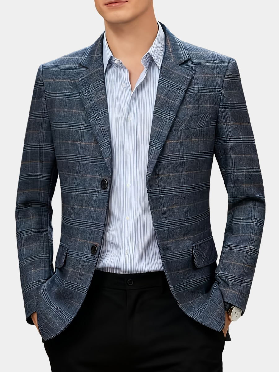 Men's Plaid Lapel Blazer