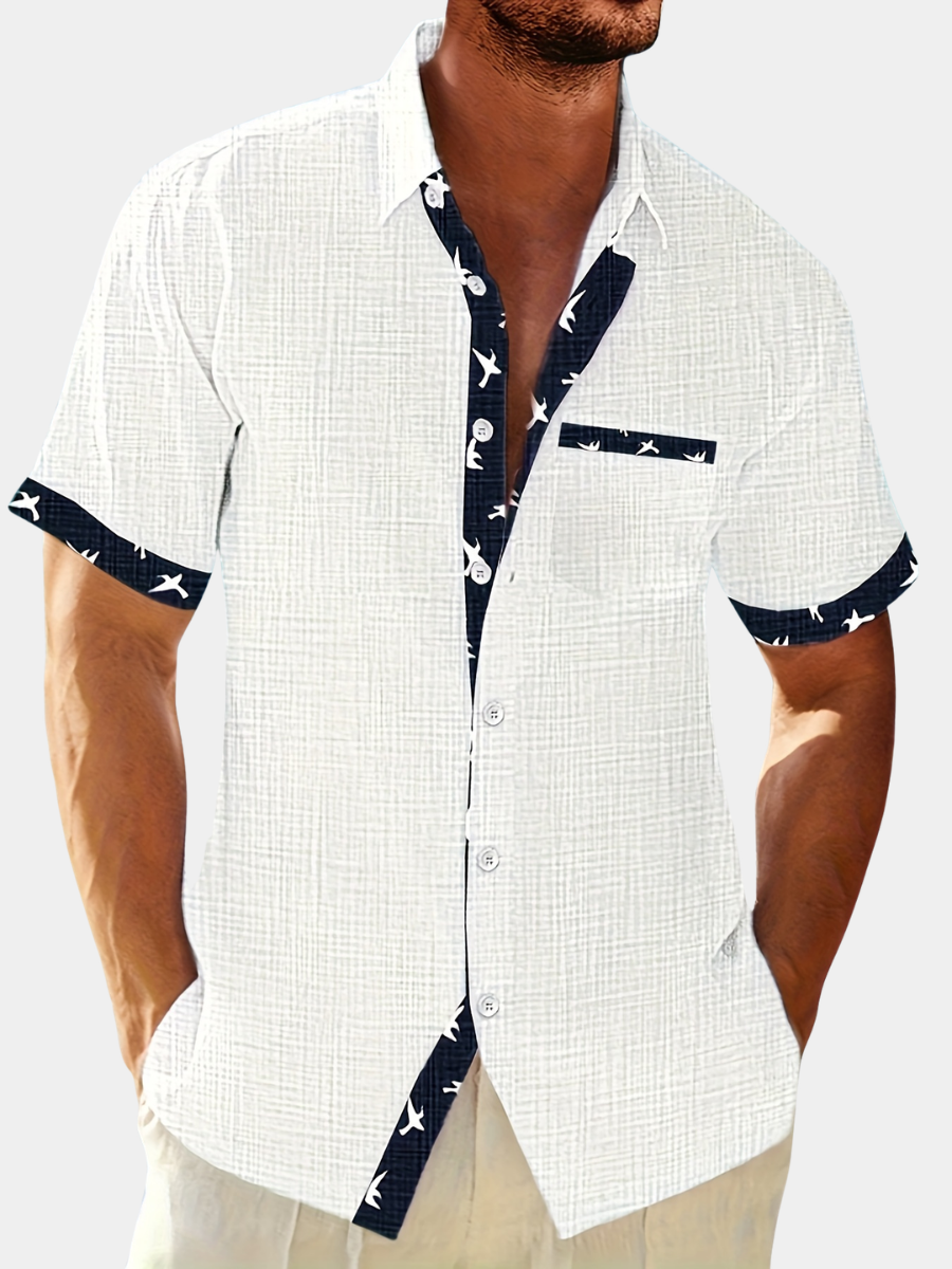 Men's Linen Blend Lapel Shirt