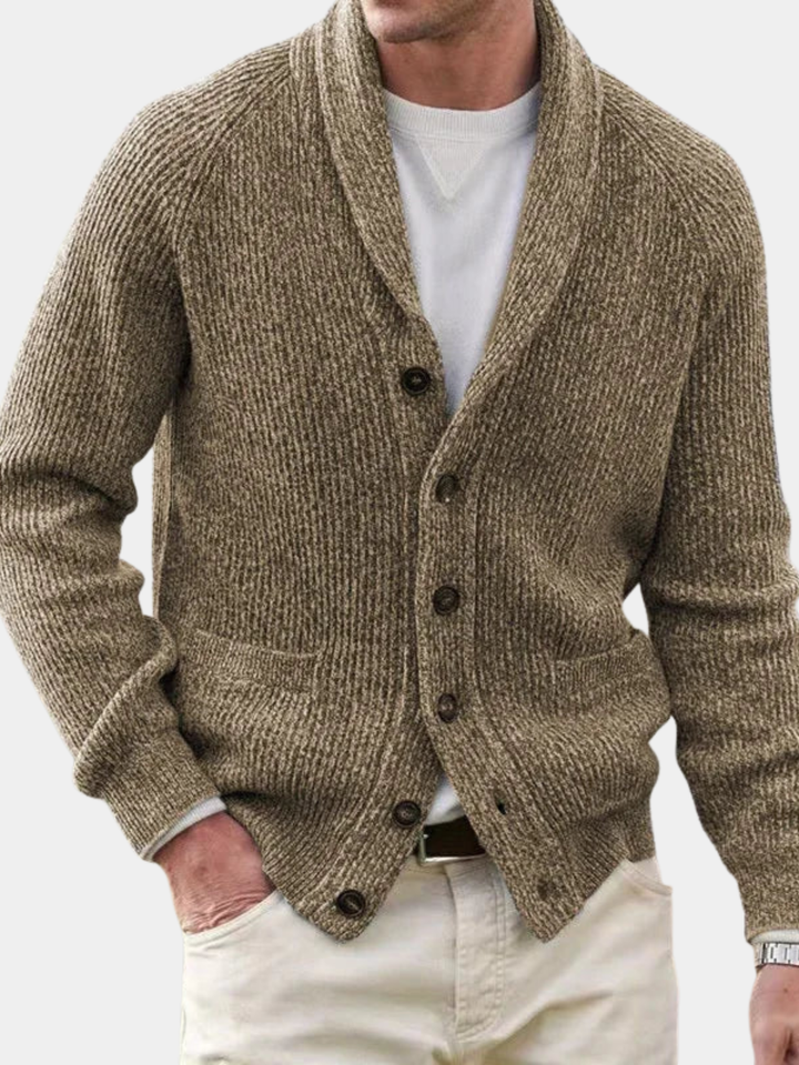 Men's Ribbed Shawl Collar Cardigan